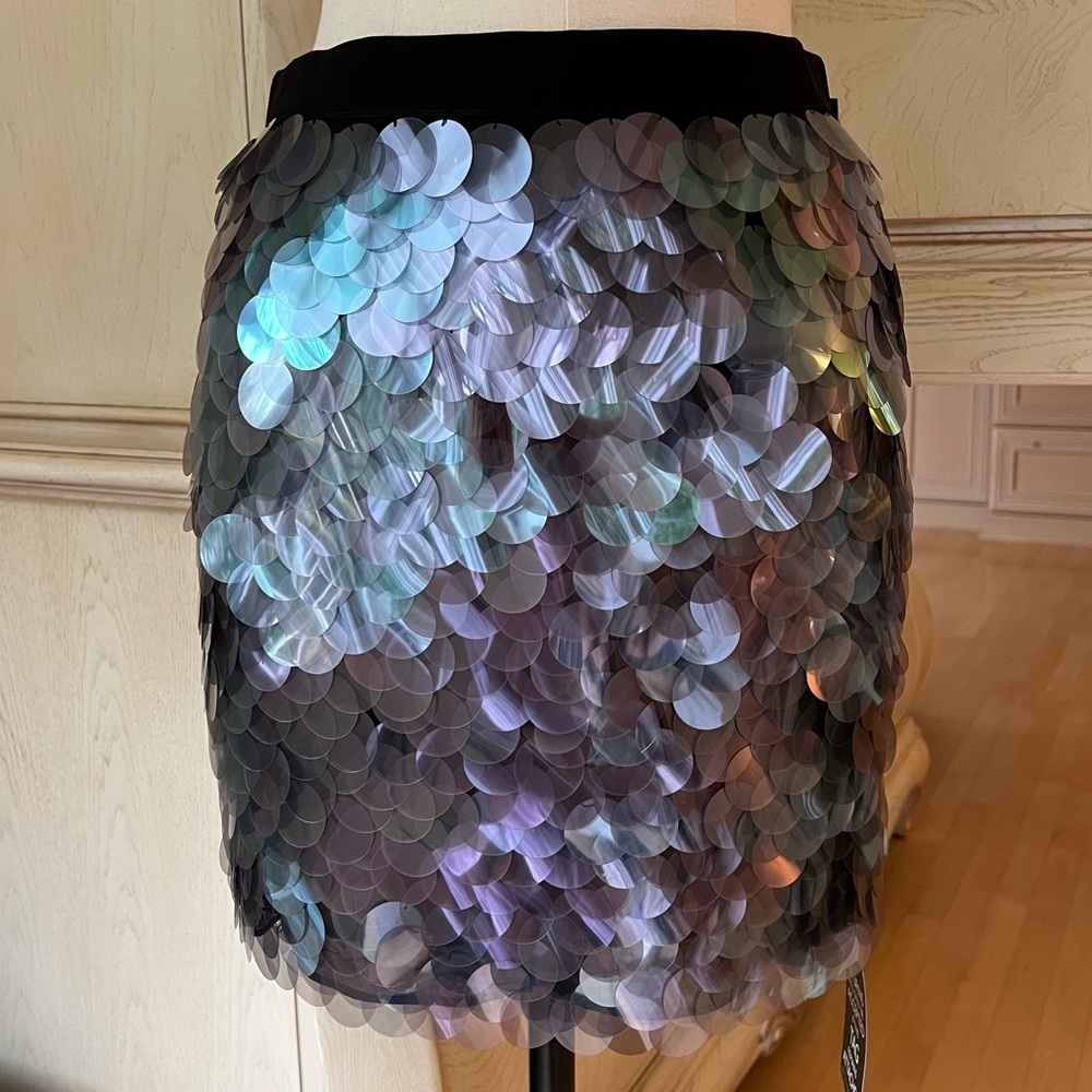 DKNY Iridescent Paillette Embellished Stretch Mini Skirt—NWT